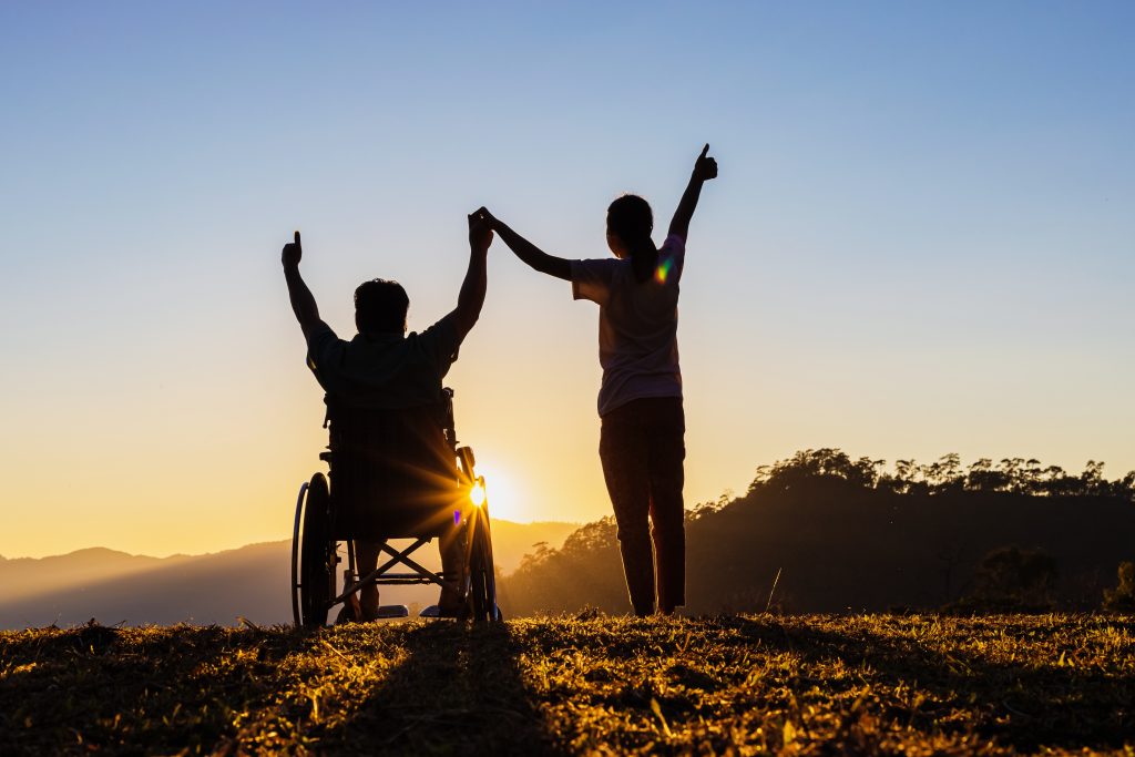 Disabled Handicapped Young Man on Wheelchair